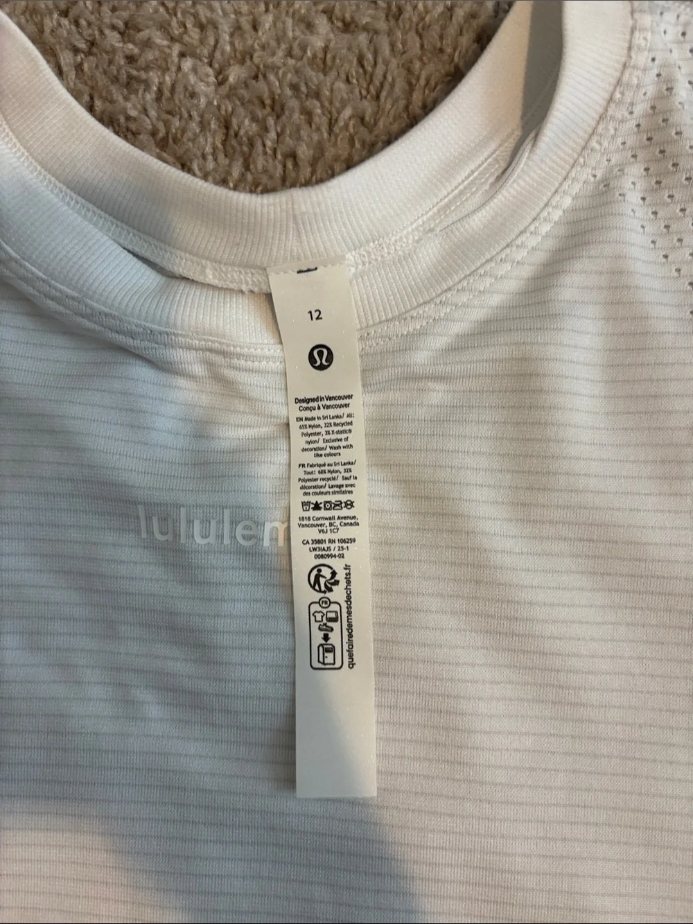 lululemon athletica White Mesh Short Sleeve Crop Tee